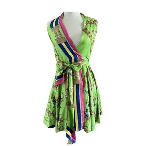 Ralph Lauren Purple Label Vibrant Green Wrap Midi Dress